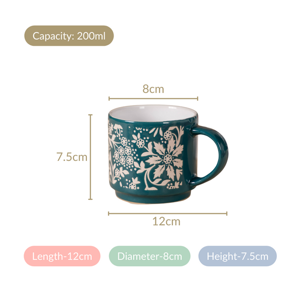 Stackable Coffee Cups With Stand Green Set of 4 200ml