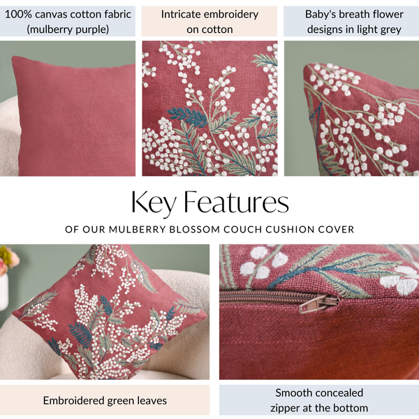 Mulberry Blossom Couch Cushion Cover 40x40cm