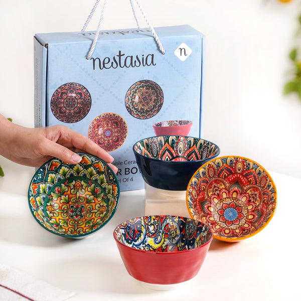 Multicolour Mandala Snack Bowl Set Of 4 380ml