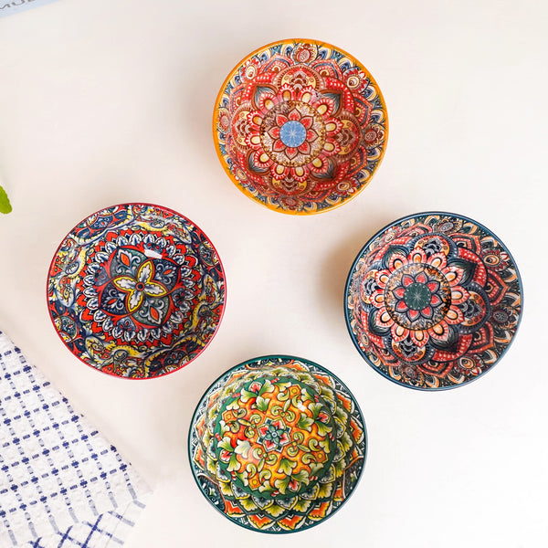 Multicolour Mandala Snack Bowl Set Of 4 380ml