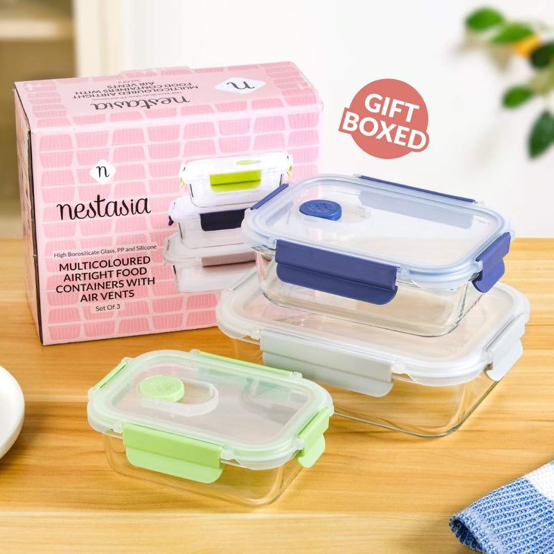Kaleido Food Containers With Air Vents Set Of 3 370ml 660ml 1000ml