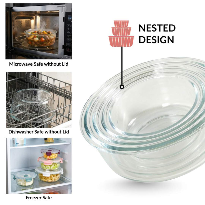 Kaleido Round Stackable Food Containers With Air Vents Set Of 4 390ml 630ml 960ml 1400ml
