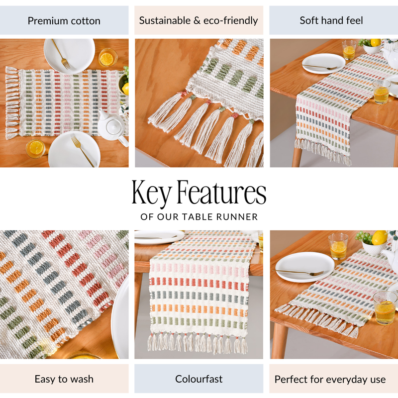Multicoloured Cotton Runner 180x33cm