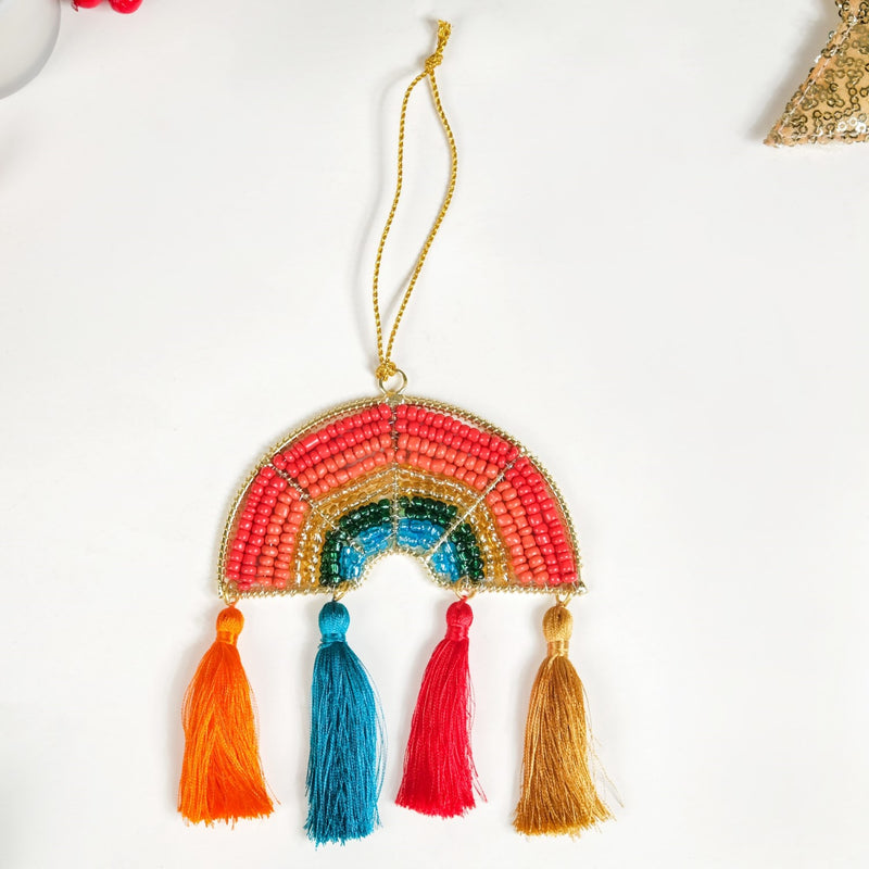 Rainbow Christmas Ornament Set of 2 Multicolour