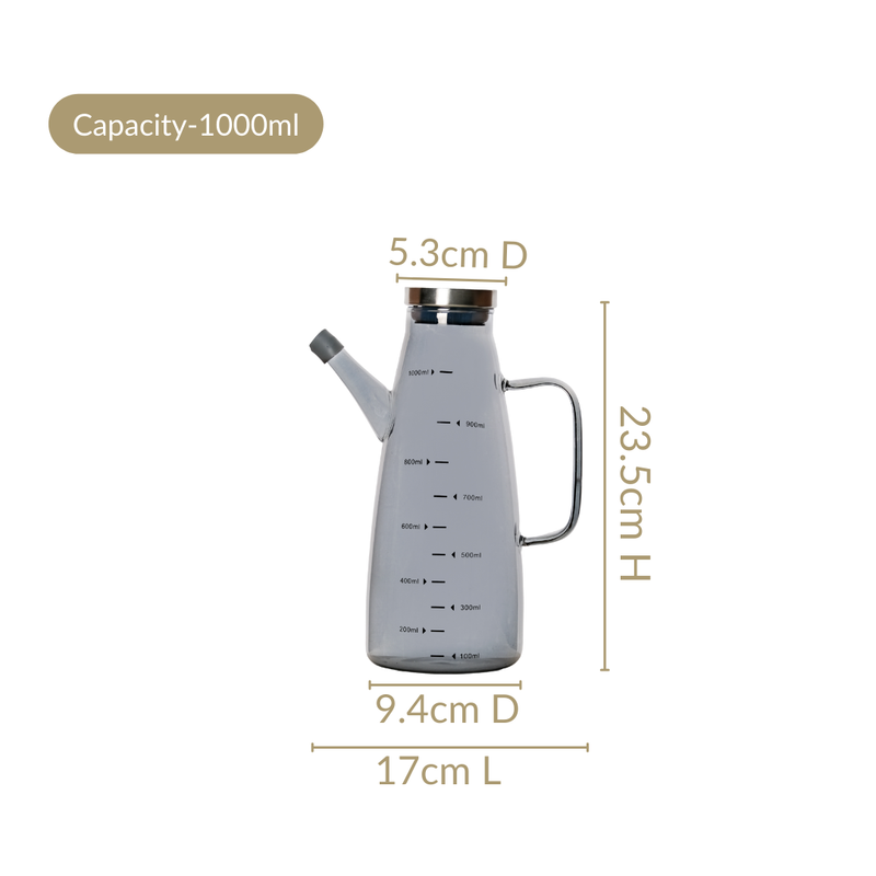 Multipurpose Borosilicate Grey Glass Jar 1000ml