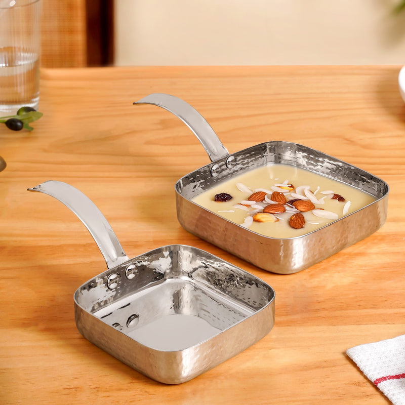 Multipurpose Hammered Stainless Steel Serving Dish Set Of 2