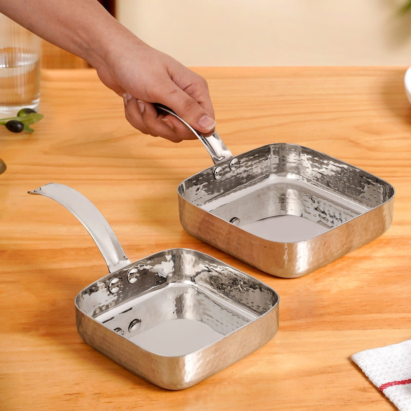 Multipurpose Hammered Stainless Steel Serving Dish Set Of 2