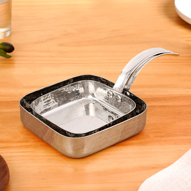 Multipurpose Hammered Stainless Steel Serving Dish Set Of 2