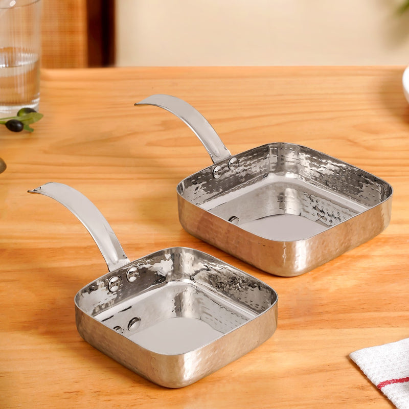 Multipurpose Hammered Stainless Steel Serving Dish Set Of 2
