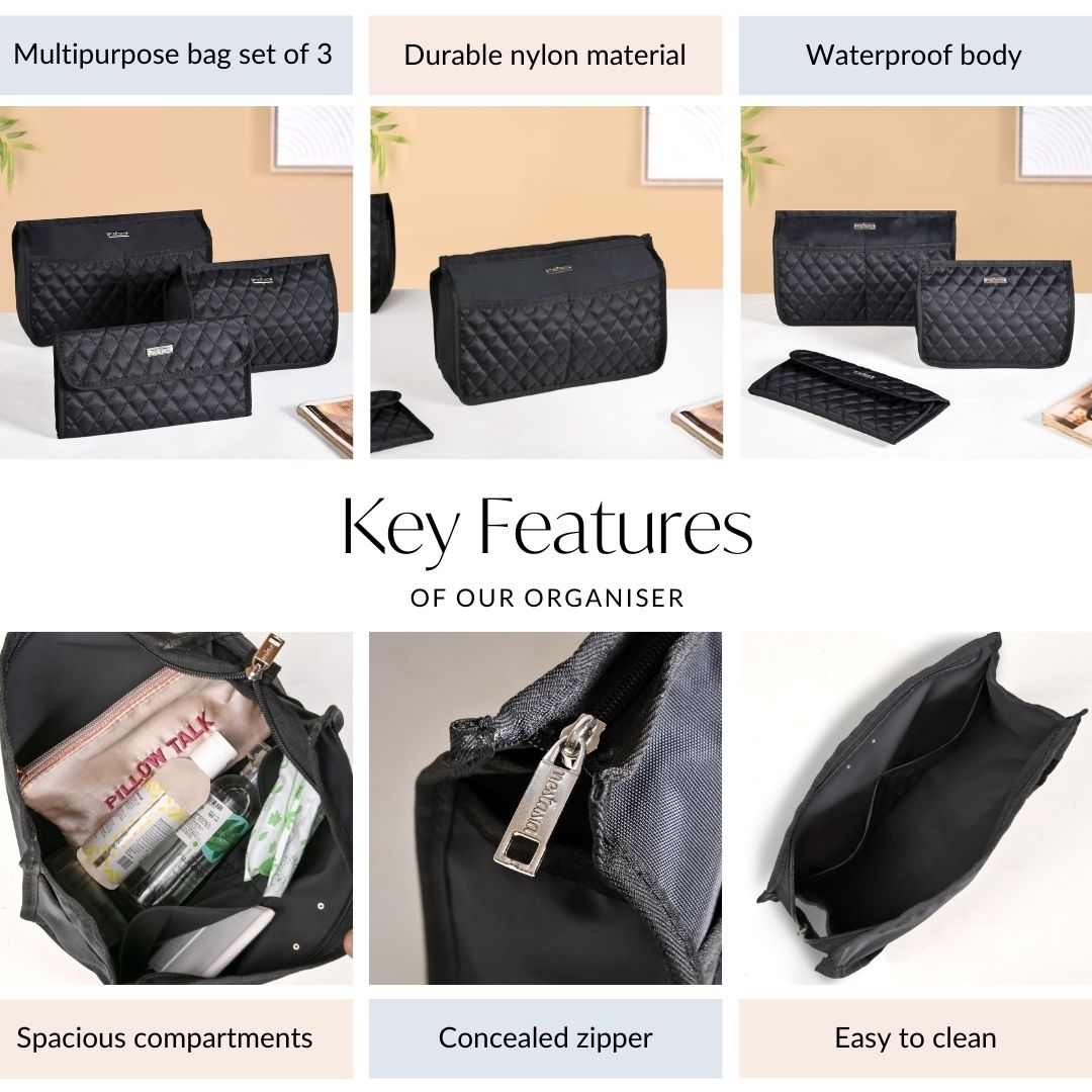 Multipurpose Travel Pouch Set Of 3 Black Online - Premium Travel