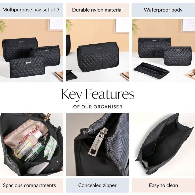 Multipurpose Travel Pouch Set Of 3 Black