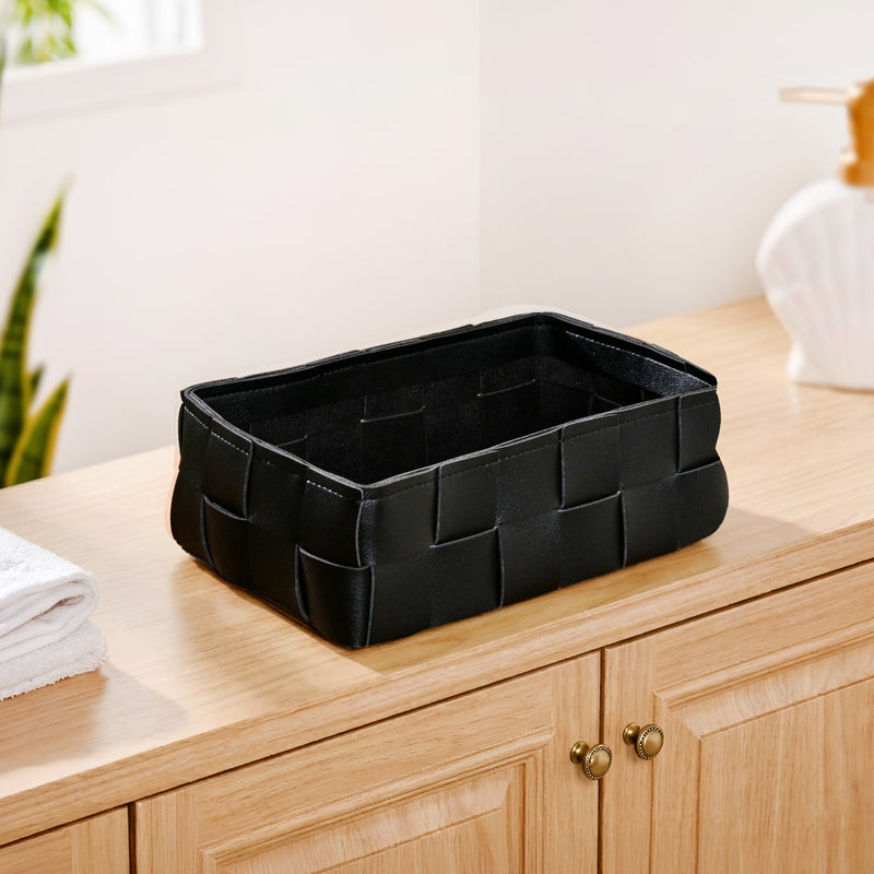 Multipurpose Vegan Leather Basket Black