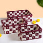 Multipurpose Storage Basket Set Of 3 Burgundy