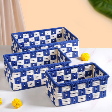 Multipurpose Storage Basket Set Of 3 Royal Blue