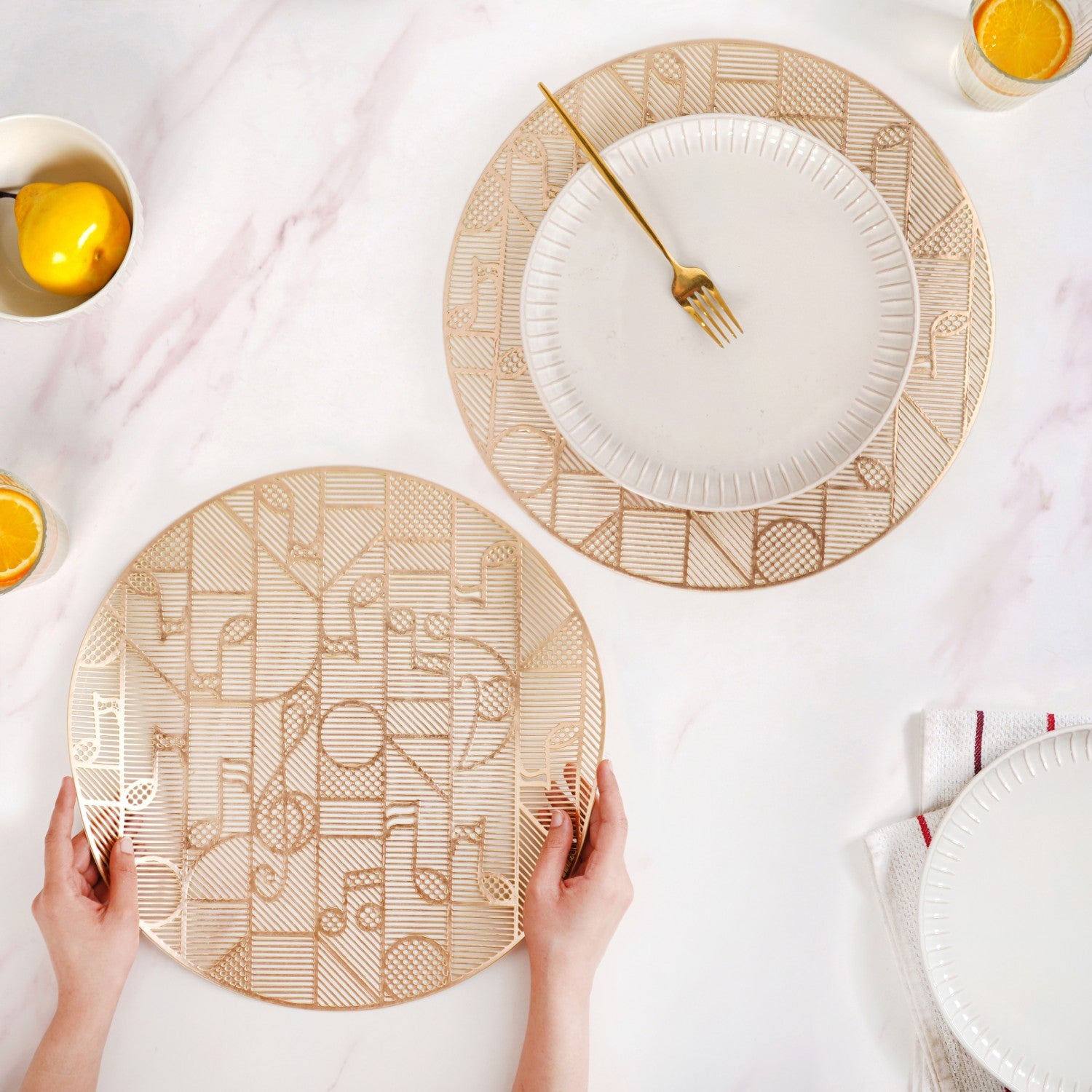 Musical Notes Table Mat Set Of 6 Online - Premium Table Mat | Nestasia
