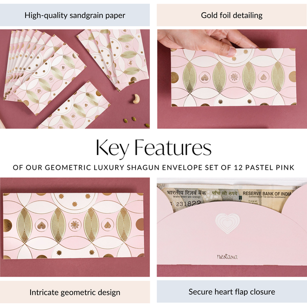 Luxury Wedding Gift Envelope Set Of 12 Pastel Pink