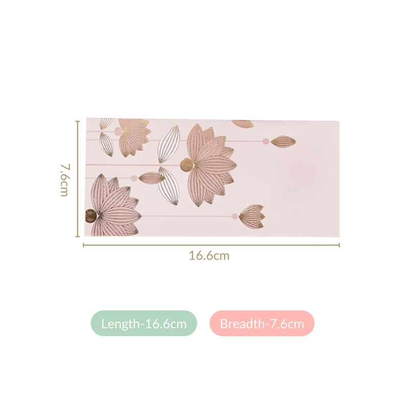 Gold Lotus Shagun Envelope Set Of 12 Pink