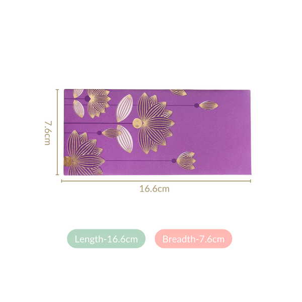 Gold Lotus Shagun Envelope Set Of 12 Purple