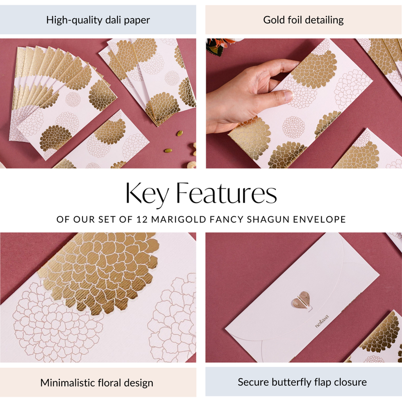 Set Of 12 Marigold Fancy Shagun Envelope