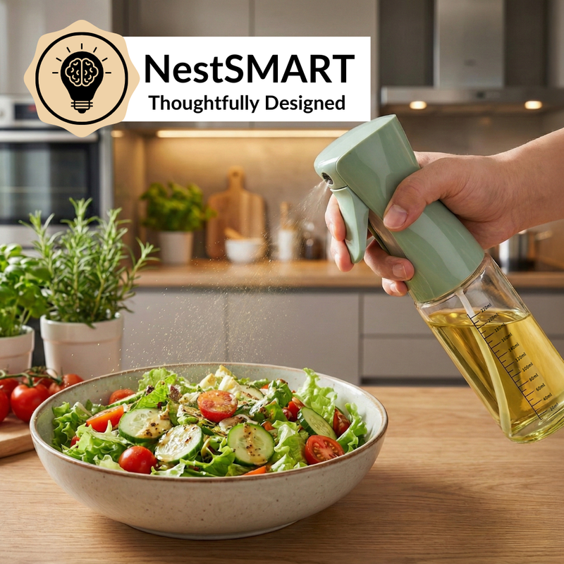 Gourmet Clear Glass Oil Bottle Sage Green 220ml