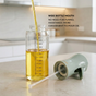 Gourmet Clear Glass Oil Bottle Sage Green 220ml