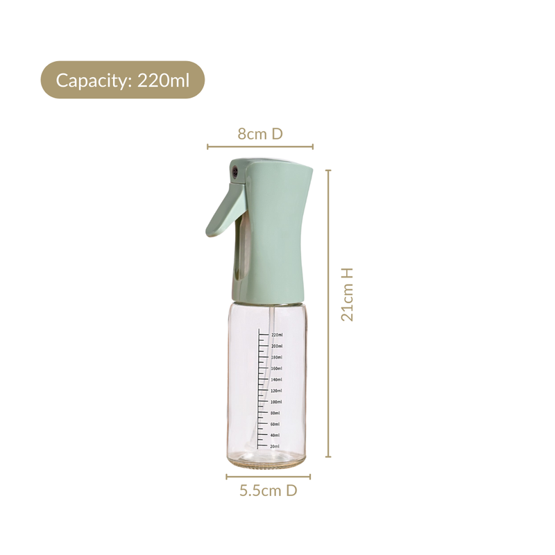 Gourmet Clear Glass Oil Bottle Sage Green 220ml