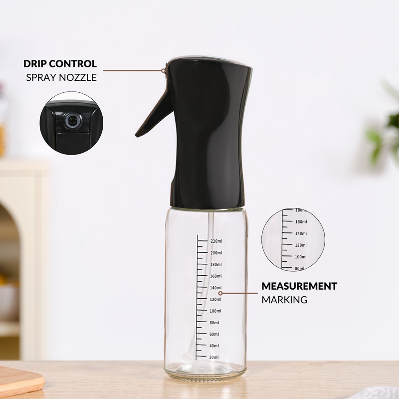 Gourmet Clear Glass Oil Bottle Black 220ml