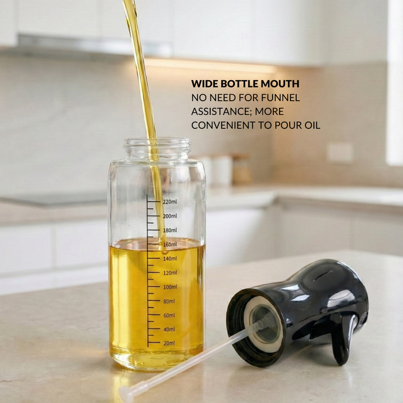 Gourmet Clear Glass Oil Bottle Black 220ml