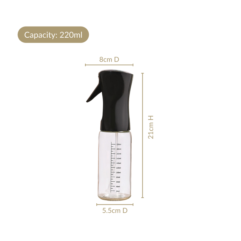 Gourmet Clear Glass Oil Bottle Black 220ml
