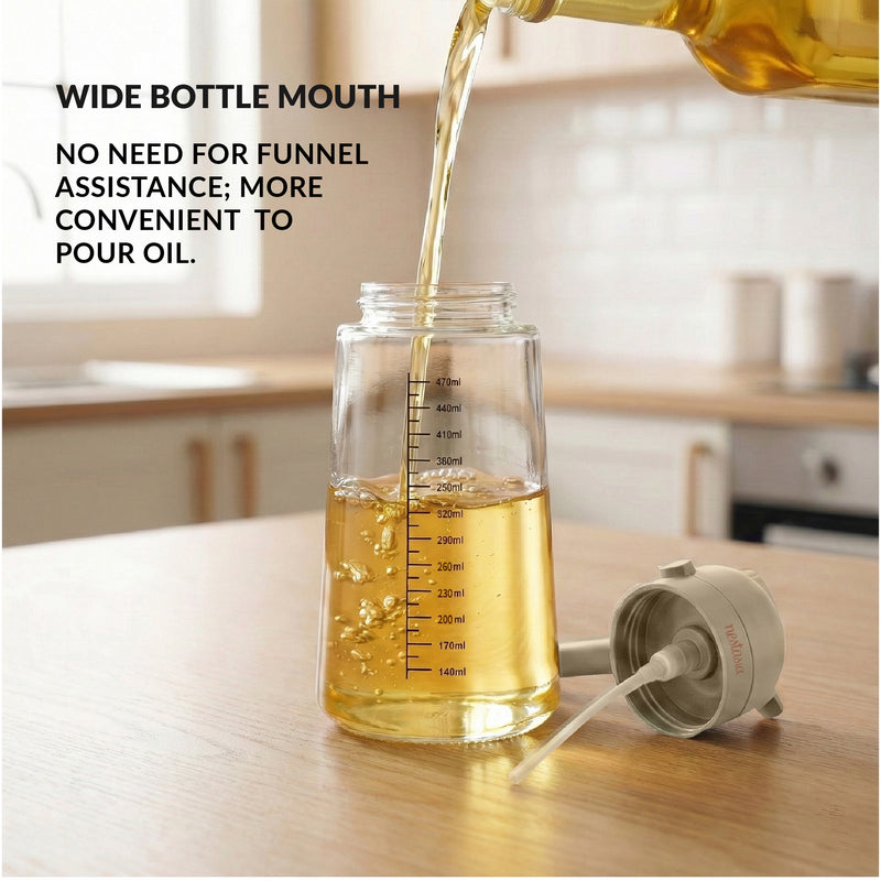 Spray And Pour Oil Dispenser Bottle Beige 470ml With Spoon