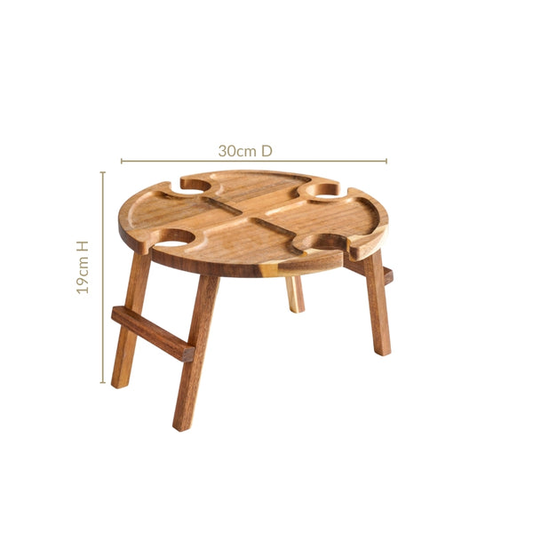Acacia Wood Wine And Cheese Serving Tray Table