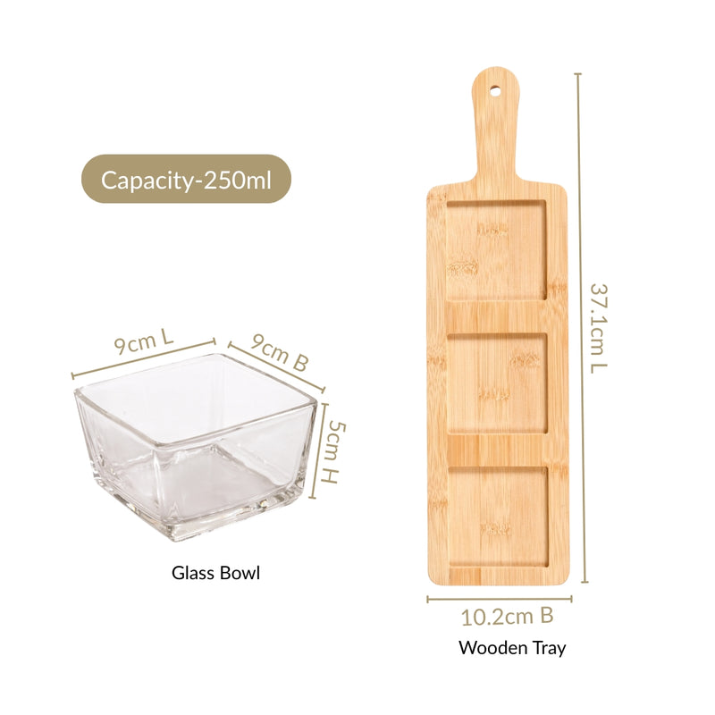 3 Glass Serving Bowl And Tray Set