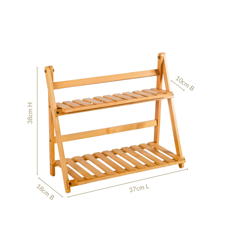Two Tier Bamboo Countertop Shelf Stand