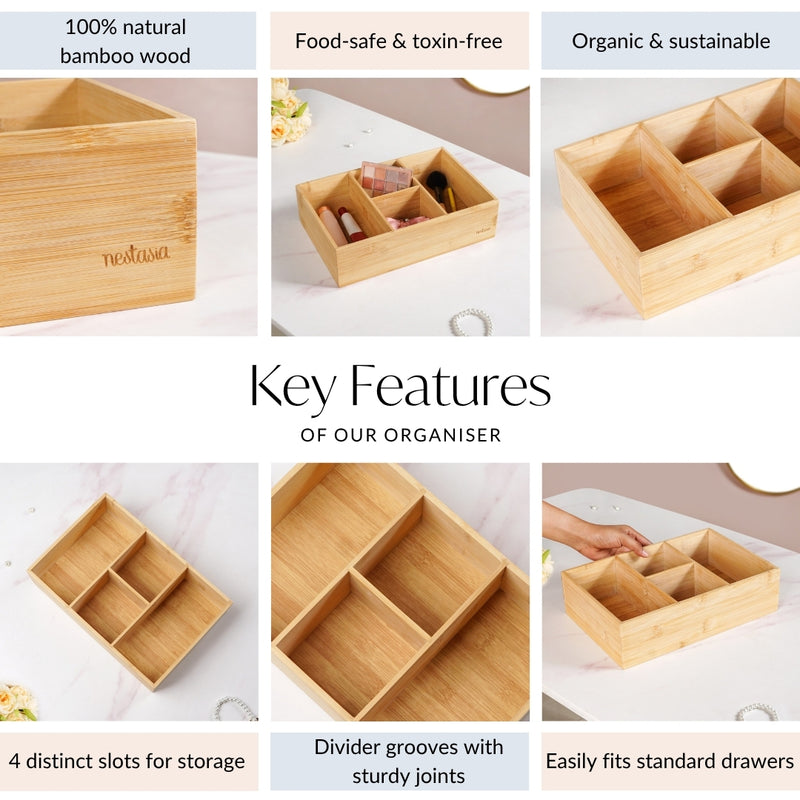 Bamboo Desk Drawer Organiser