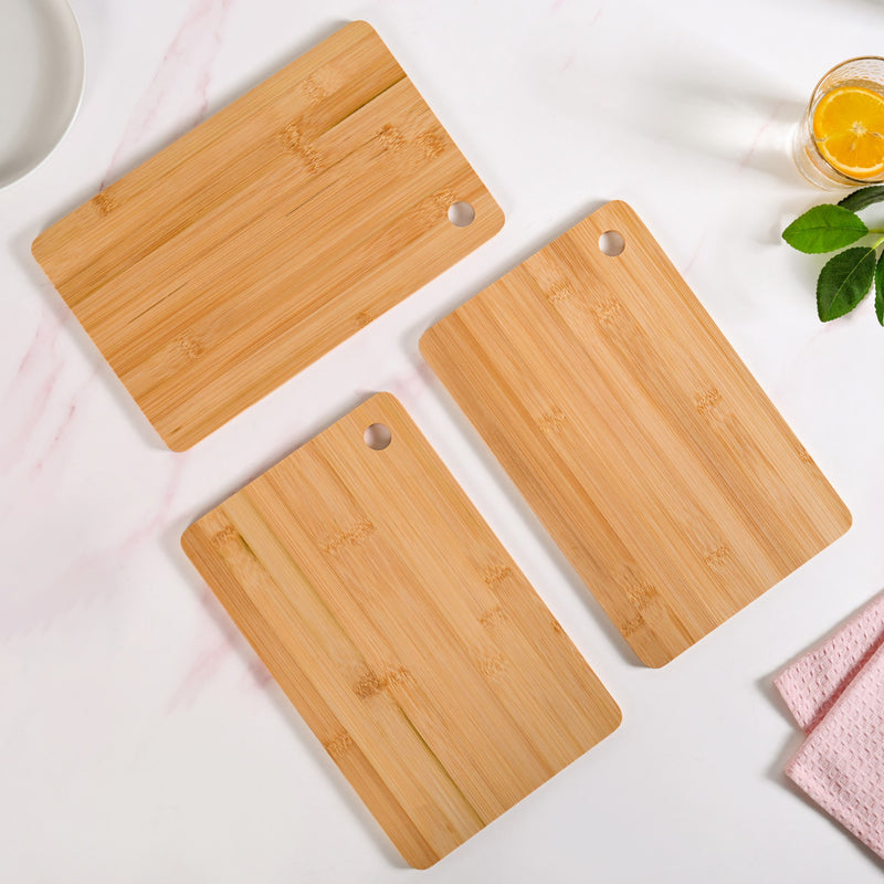 Natural Bamboo Serving Platter Set Of 3