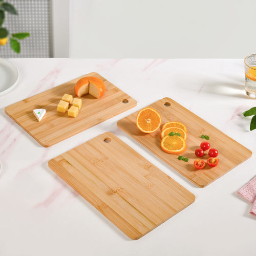 Natural Bamboo Serving Platter Set Of 3