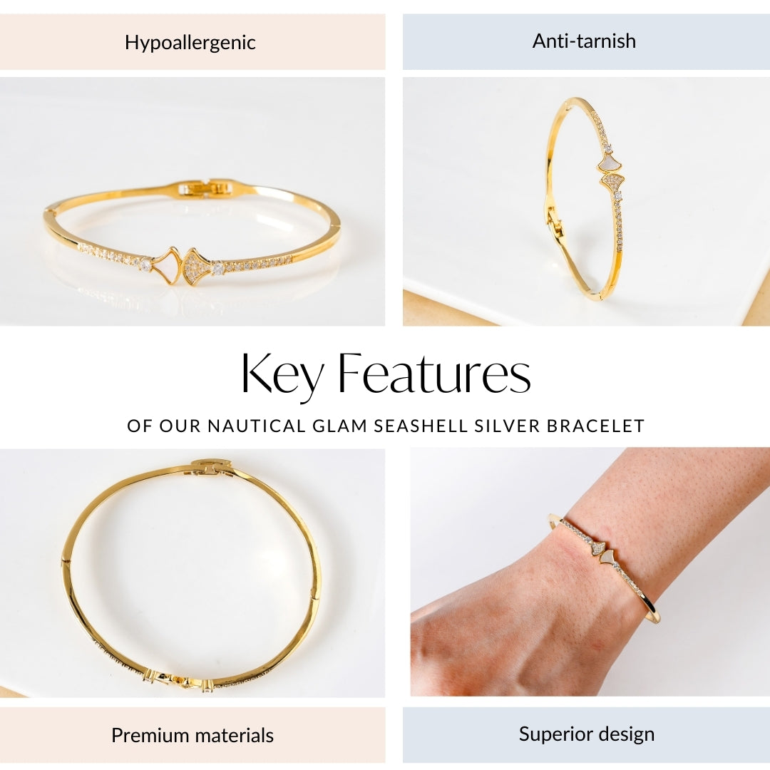 Bracelet Online - Premium Nautical Glam Seashell Gold Bracelet | Nestasia