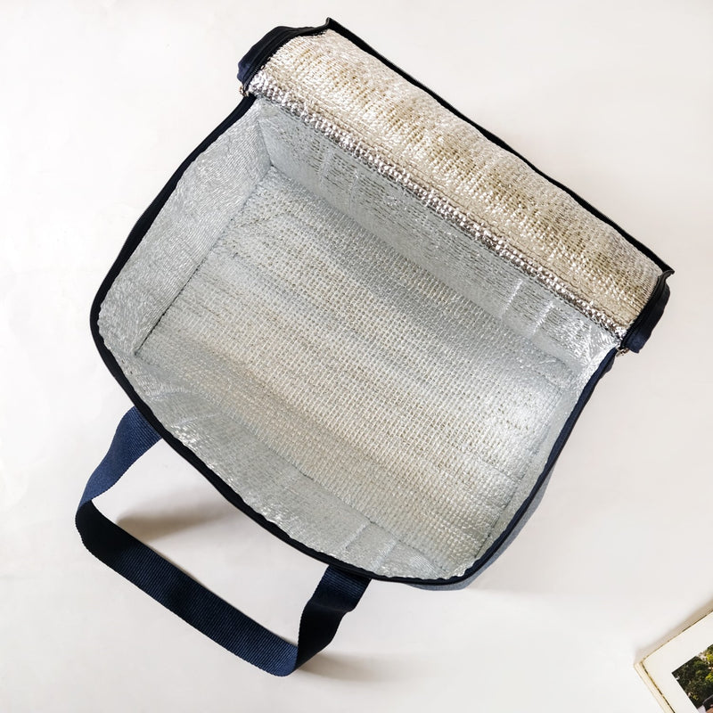 Navy Blue Striped Insulated Picnic Bag 30 L