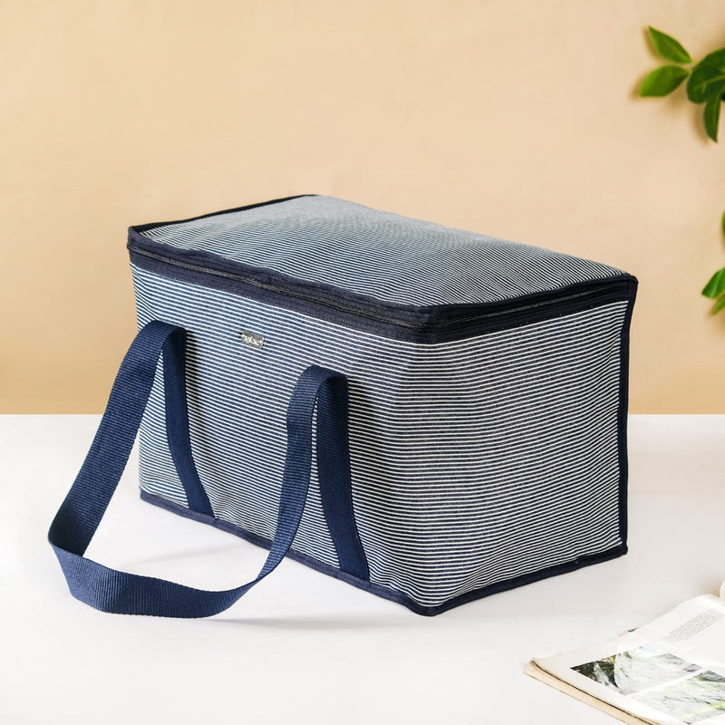 Navy Blue Striped Insulated Picnic Bag 30 L
