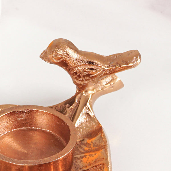 NestGlow Bird Leaf Tealight Candle Holder Set Of 2 Rose Gold