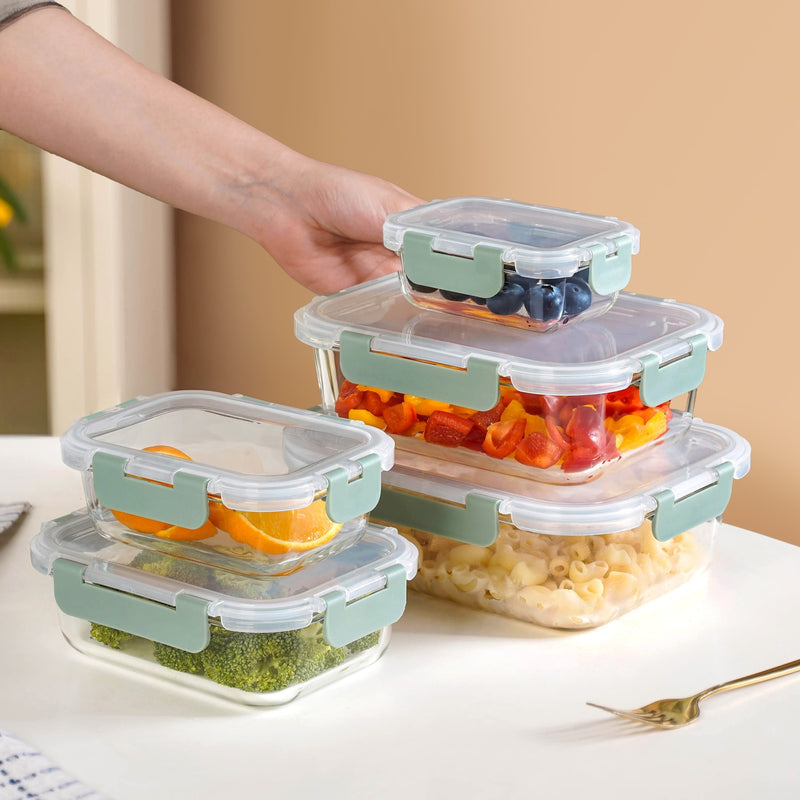 Nestro Airtight Food Storage Box Set Of 5 Green
