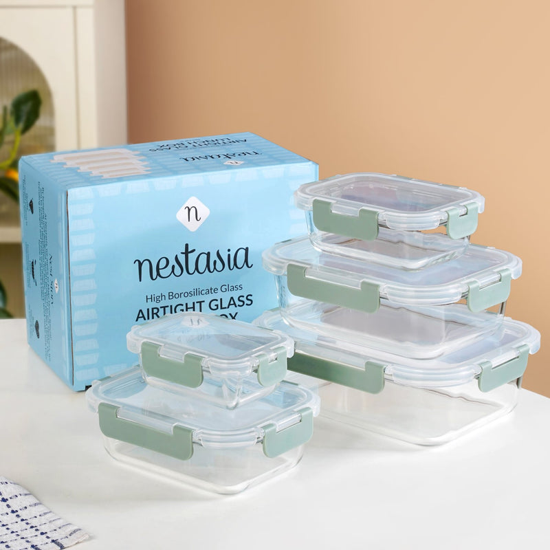 Nestro Airtight Food Storage Box Set Of 5 Green