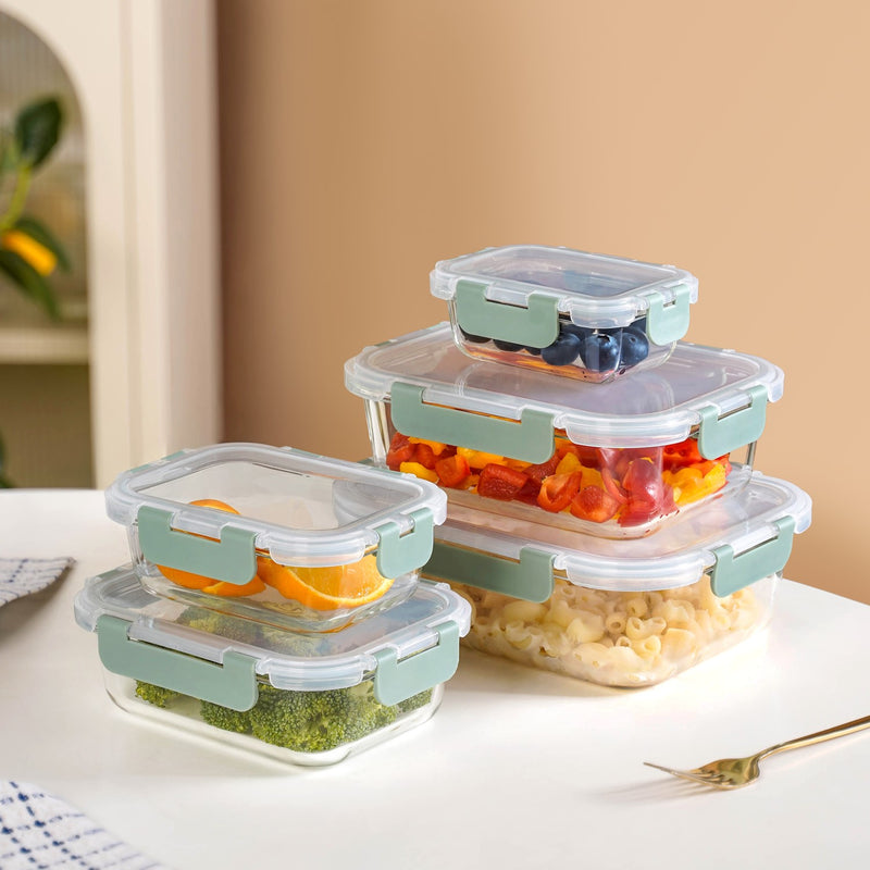Nestro Airtight Food Storage Box Set Of 5 Green