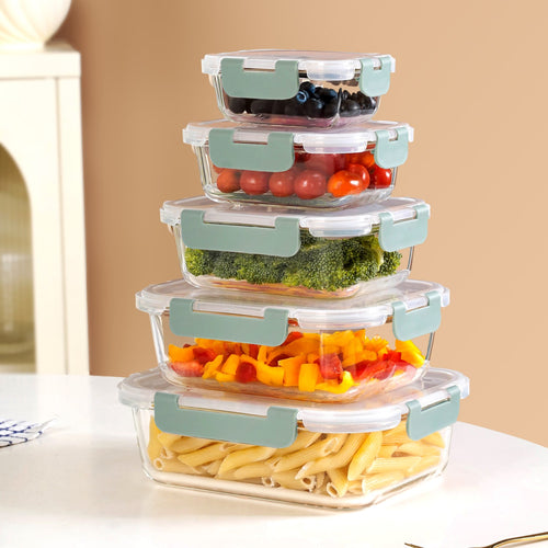 Nestro Airtight Food Storage Box Set Of 5 Green