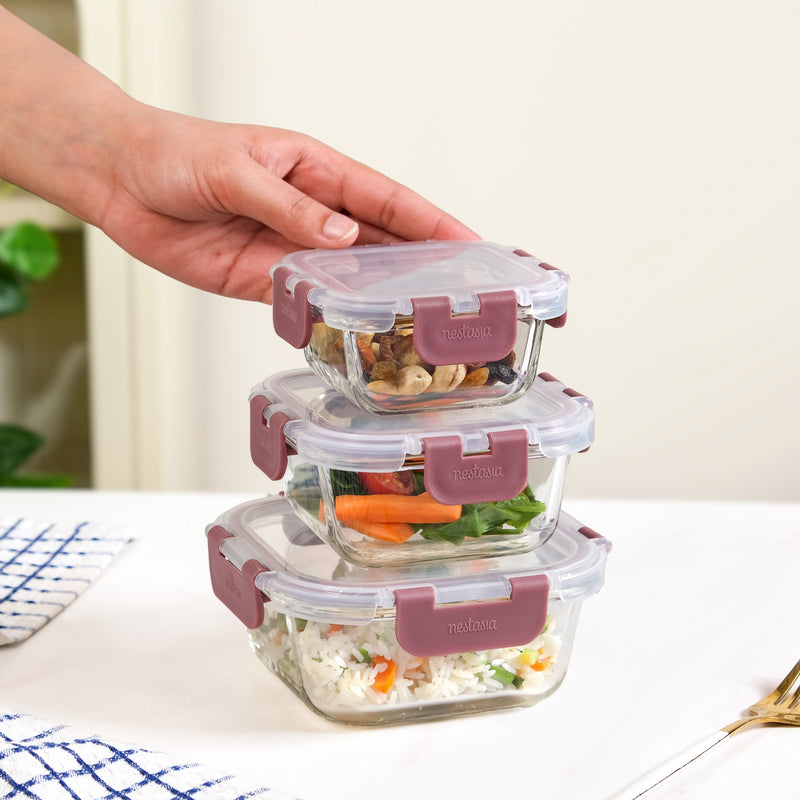 Nestro Airtight Food Storage Containers Set Of 3 S 160ml M 300ml L 500ml