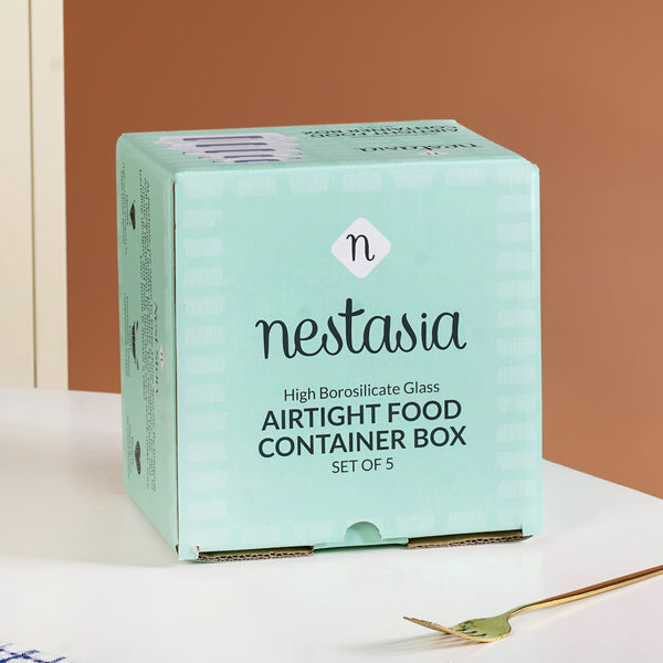 Nestro Airtight Food Storage Square Container Set Of 4 Beige