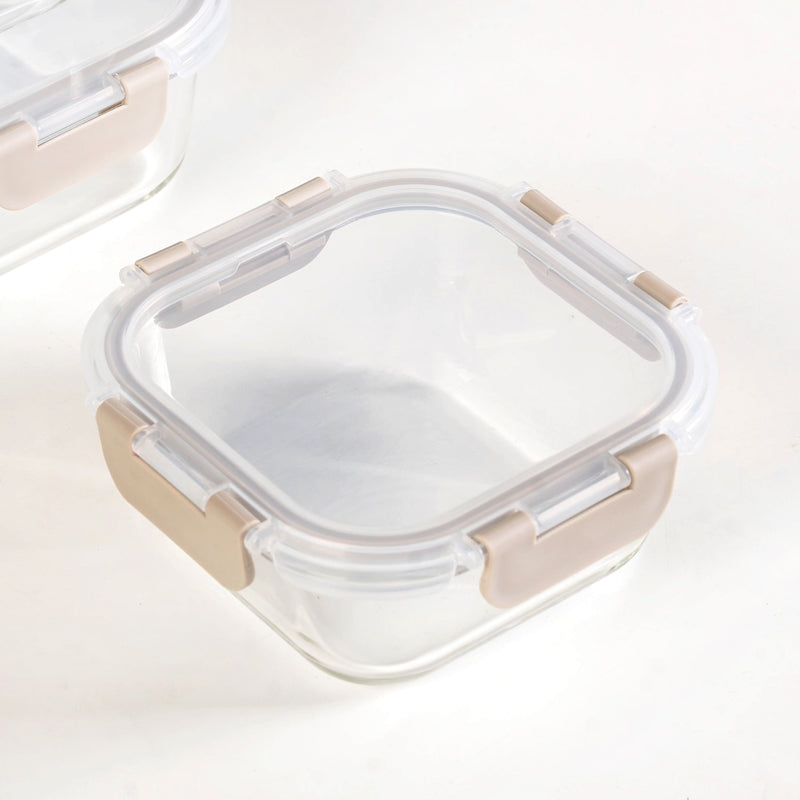 Nestro Airtight Food Storage Square Container Set Of 4 Beige
