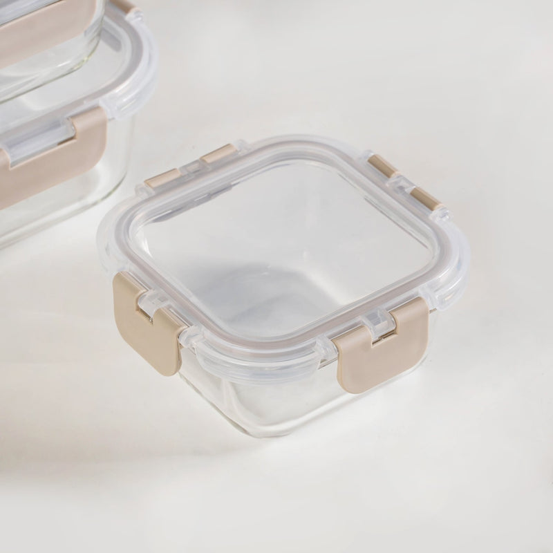 Nestro Airtight Food Storage Square Container Set Of 4 Beige