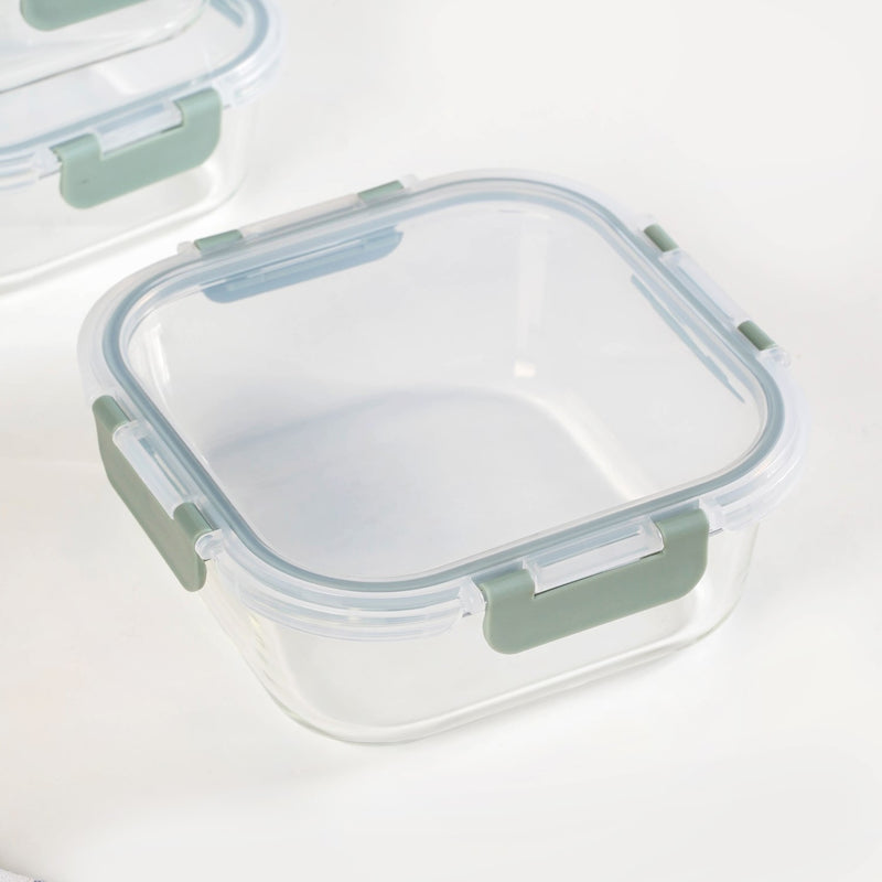 Nestro Airtight Food Storage Square Container Set Of 4 Green