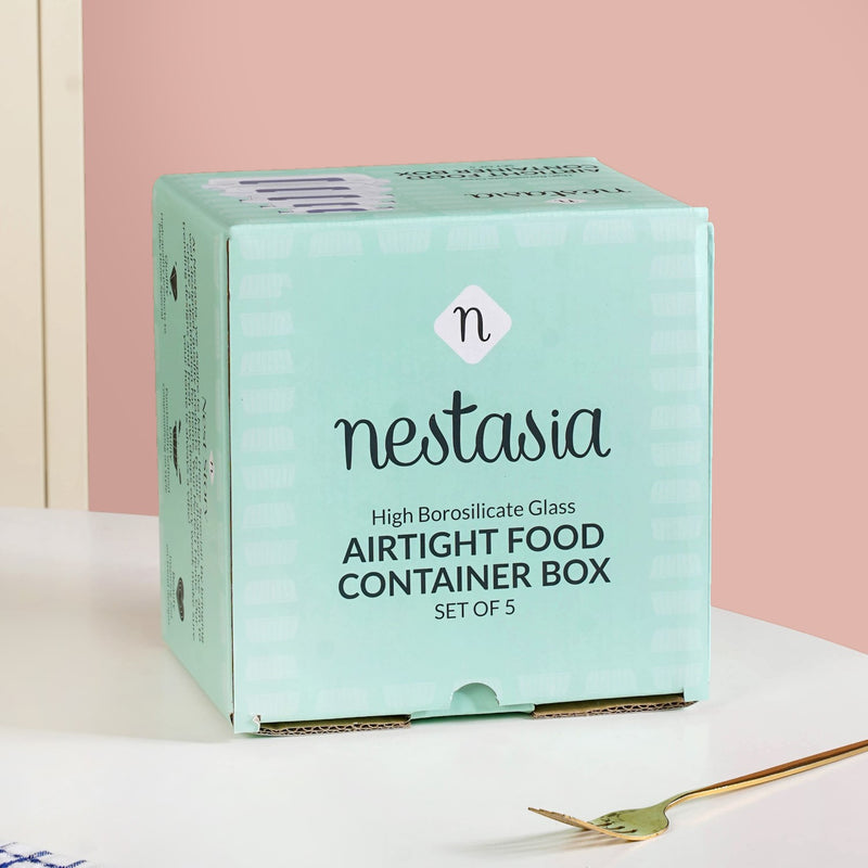 Nestro Airtight Food Storage Square Container Set Of 5 Blue